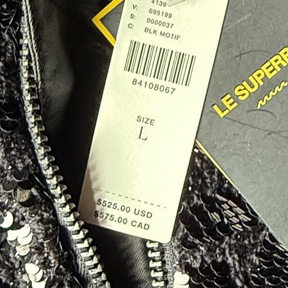 NWT - LE SUPERBE -  Grand Prix Animal Print Sequin Bomber Jacket - L - Black - Picture 5 of 8